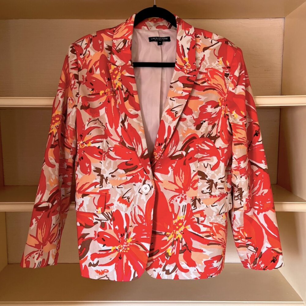 Linea Domani Printed Gorgeous Vibrant Blazer Sz 16